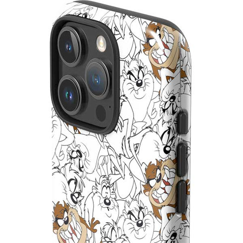 Looney Tunes Tasmanian Devil Super Sized Pattern iPhone 16 Pro Impact Case